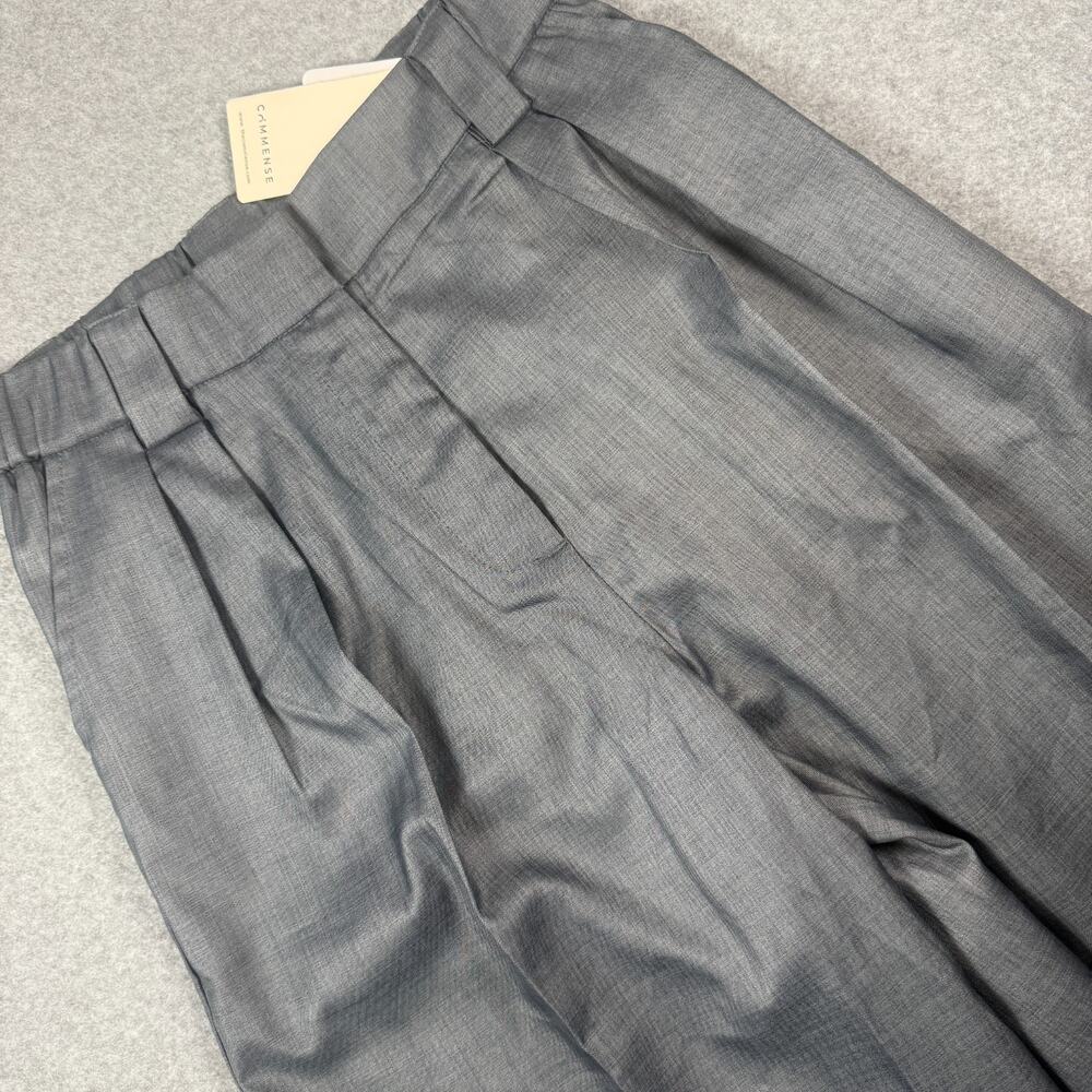 NWT Commense Gray High Waisted Pleated Wide Leg Trousers Pants Women's Small